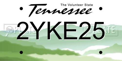 2YKE25 Tennessee License Plate