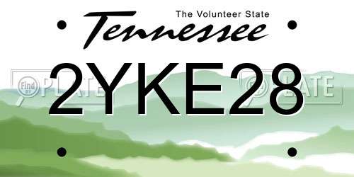 2YKE28 Tennessee License Plate