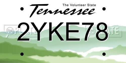 2YKE78 Tennessee License Plate