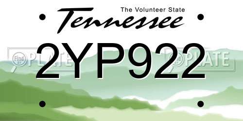 2YP922 Tennessee License Plate