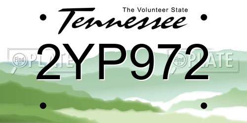 2YP972 Tennessee License Plate