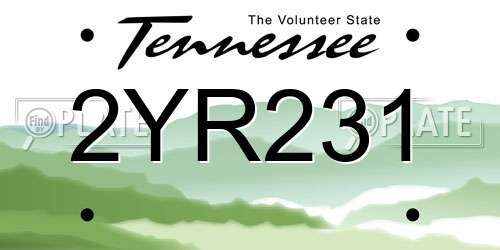 2YR231 Tennessee License Plate