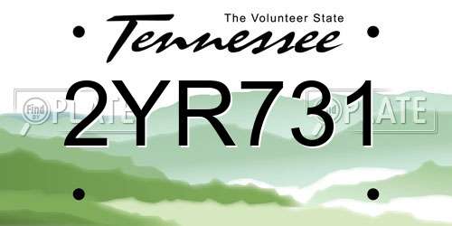 2YR731 Tennessee License Plate