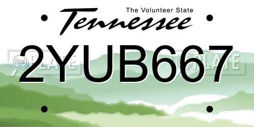 2YUB667 Tennessee License Plate