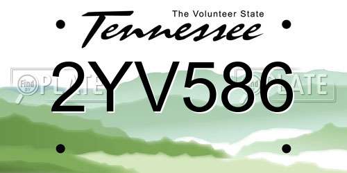 2YV586 Tennessee License Plate