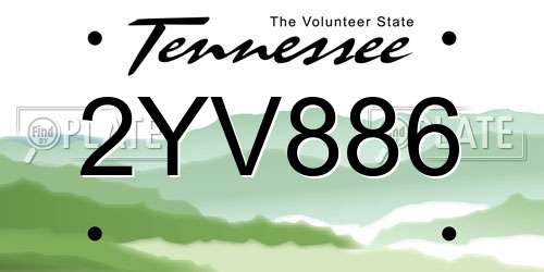 2YV886 Tennessee License Plate