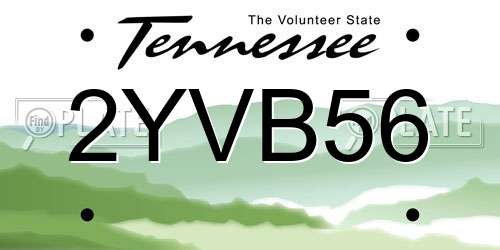 2YVB56 Tennessee License Plate