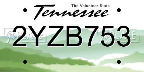 2YZB753 Tennessee License Plate