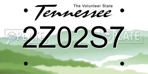 2Z02S7 Tennessee License Plate