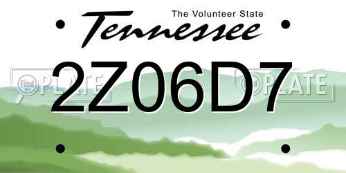 2Z06D7 Tennessee License Plate