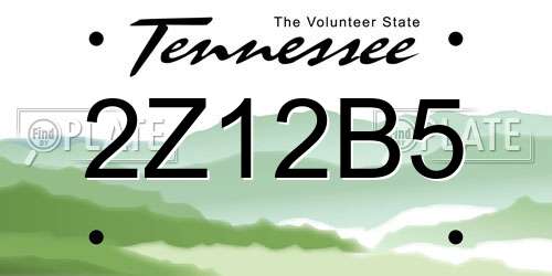 2Z12B5 Tennessee License Plate
