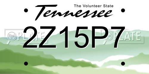 2Z15P7 Tennessee License Plate