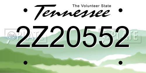 2Z20552 Tennessee License Plate