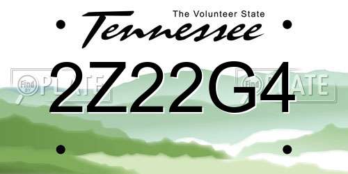 2Z22G4 Tennessee License Plate