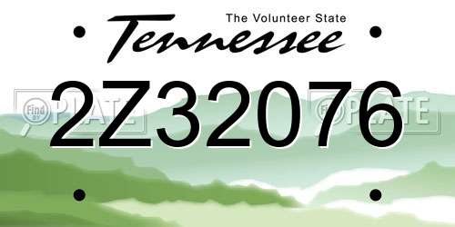 2Z32076 Tennessee License Plate