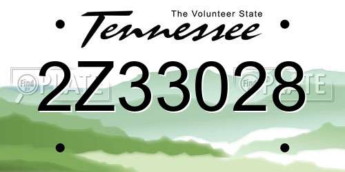 2Z33028 Tennessee License Plate