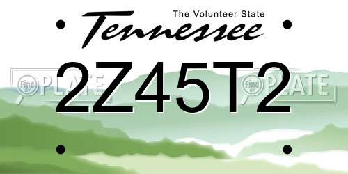 2Z45T2 Tennessee License Plate