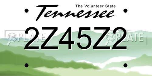 2Z45Z2 Tennessee License Plate