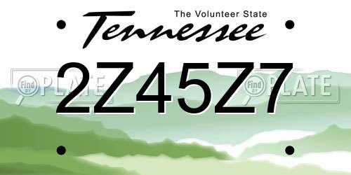 2Z45Z7 Tennessee License Plate