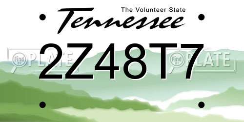 2Z48T7 Tennessee License Plate