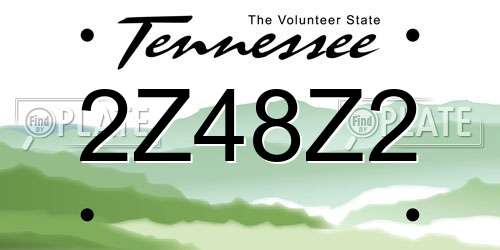 2Z48Z2 Tennessee License Plate