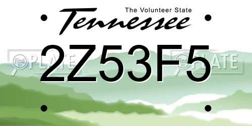 2Z53F5 Tennessee License Plate