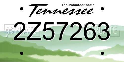2Z57263 Tennessee License Plate