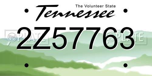 2Z57763 Tennessee License Plate