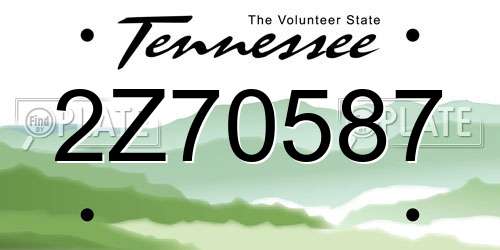 2Z70587 Tennessee License Plate