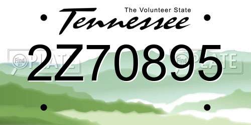 2Z70895 Tennessee License Plate