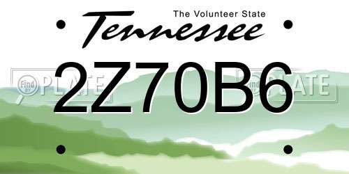 2Z70B6 Tennessee License Plate