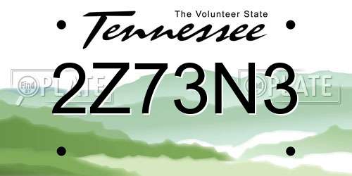 2Z73N3 Tennessee License Plate