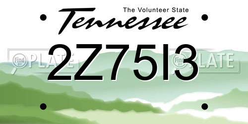 2Z75I3 Tennessee License Plate