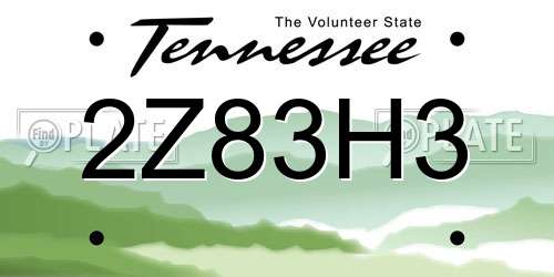 2Z83H3 Tennessee License Plate