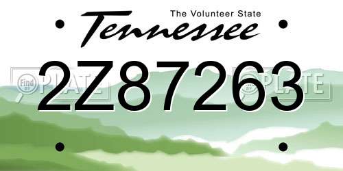2Z87263 Tennessee License Plate