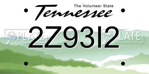 2Z93I2 Tennessee License Plate