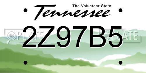 2Z97B5 Tennessee License Plate