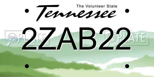 2ZAB22 Tennessee License Plate