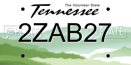 2ZAB27 Tennessee License Plate