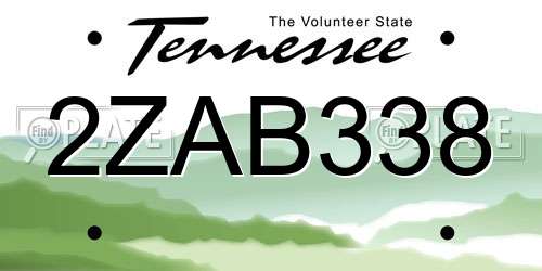 2ZAB338 Tennessee License Plate