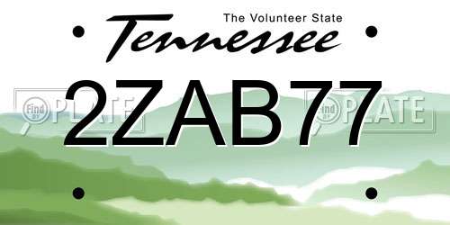 2ZAB77 Tennessee License Plate