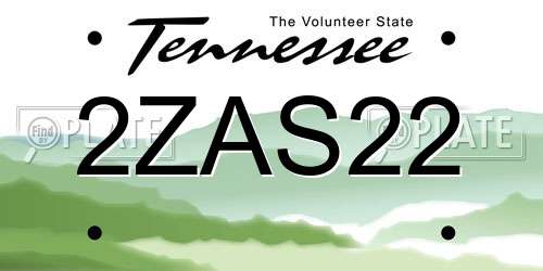 2ZAS22 Tennessee License Plate