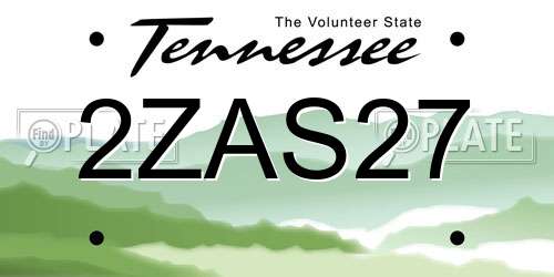 2ZAS27 Tennessee License Plate