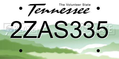 2ZAS335 Tennessee License Plate