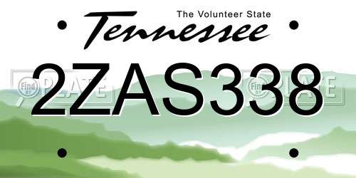 2ZAS338 Tennessee License Plate