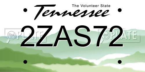 2ZAS72 Tennessee License Plate