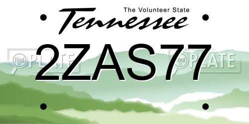 2ZAS77 Tennessee License Plate