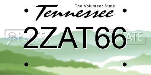 2ZAT66 Tennessee License Plate