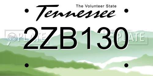 2ZB130 Tennessee License Plate