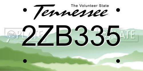 2ZB335 Tennessee License Plate